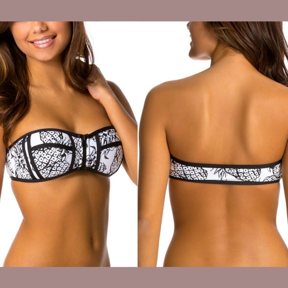 NWD Tavik Pina Colada Cleo Bandeau Bikini Top in Pineapples/White